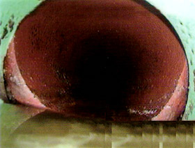 Video image from inside a pipe using camera scoping